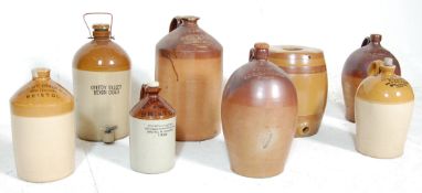 An excellent collection of 19th and 20th century stoneware flagons, barrels and jugs to include