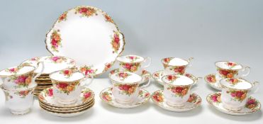 A vintage 20th century Royal Albert bone china Old Country Roses part tea service comprising of nine