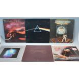 A group of vintage LP vinyl records to include Pink Floyd 'Dark Side Of The Moon', Jeff Wayne's