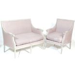 A good 20th century French Louis XVI style sofa suite comprising of a two-seat sofa and an