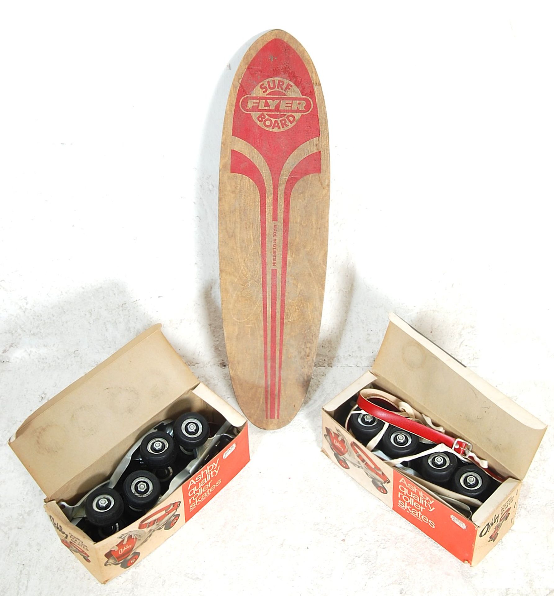 A pair of retro vintage mid century originals Ashby quality roller skates in original box, never
