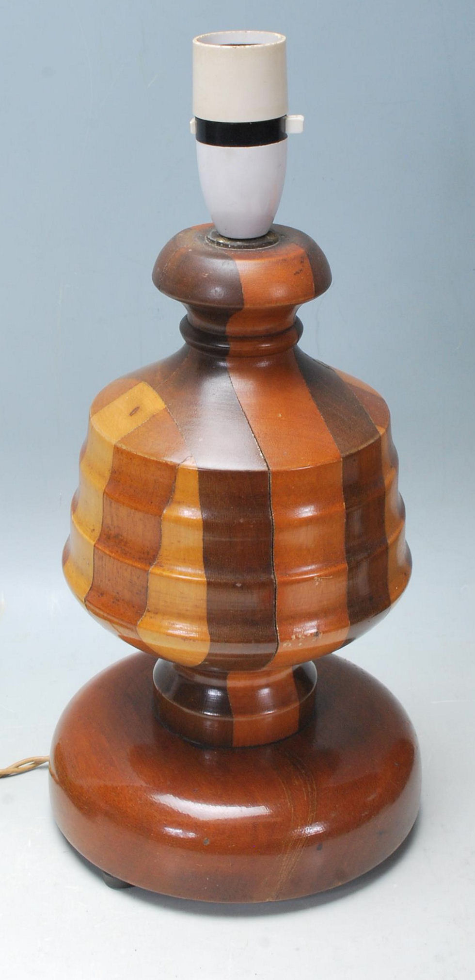 A collection of mid-century woodenware to include a pair of mahogany tall twisted candlesticks, - Image 7 of 9