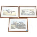 After David French - A set of 3x signed racing prints featuring Shergar, Desert Orchid and The Water