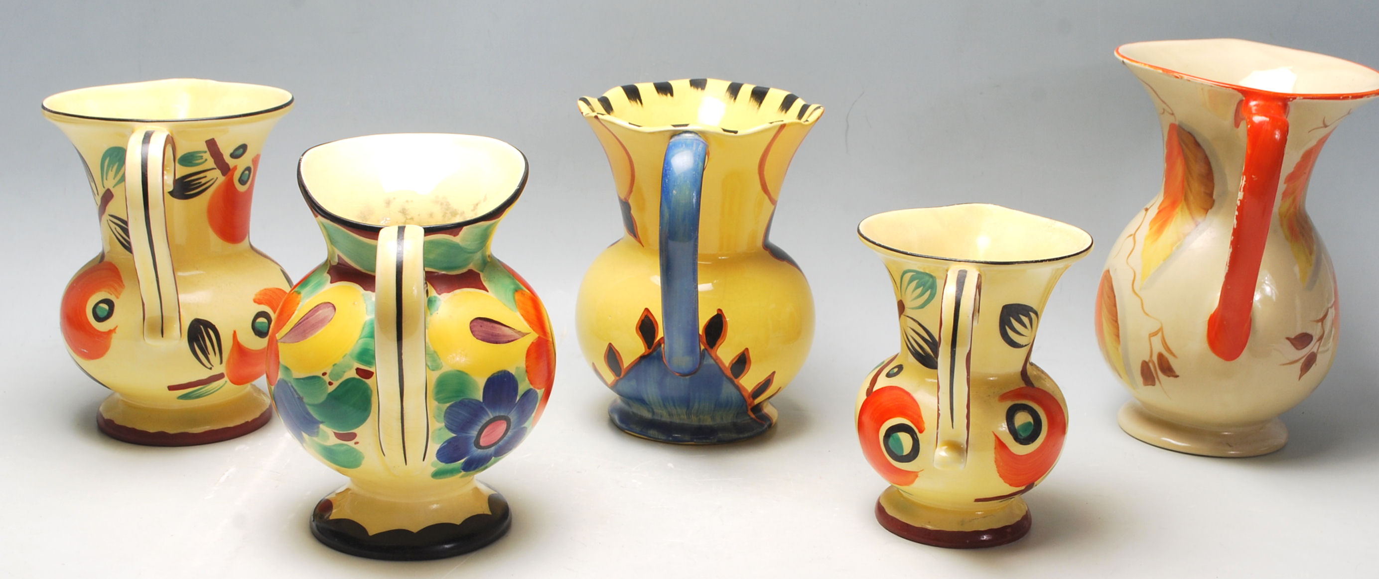 A group of five vintage 1930's Art Deco ceramic jugs to include three Czechoslovakian by Ditmar - Image 4 of 5