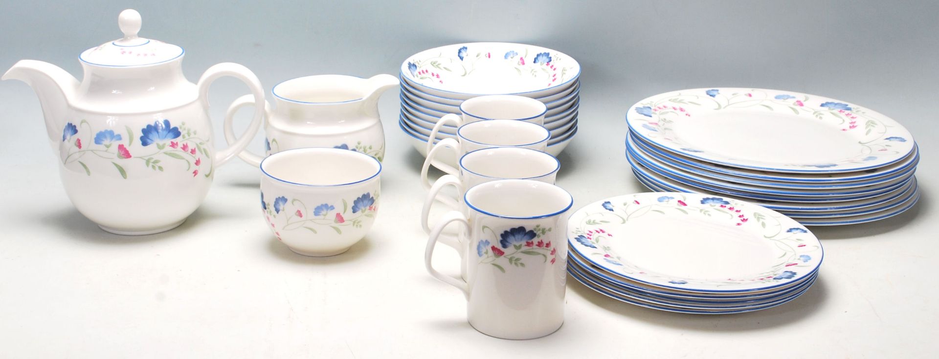 A good Royal Doulton English china Windermere part tea/dining set comprising of teapot, dining