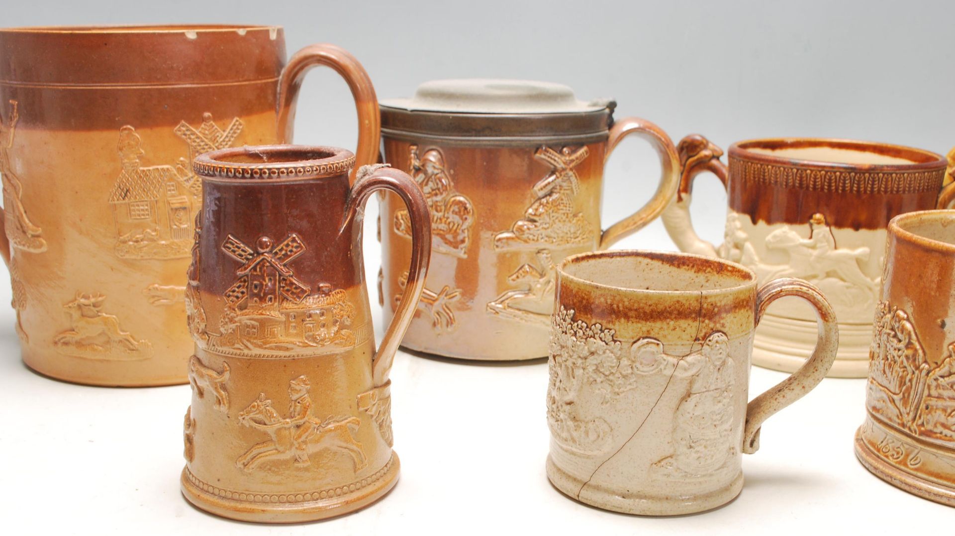 A large quantity of 19th century Royal Doulton Lambeth stoneware to include cups, jugs and loving - Bild 2 aus 6