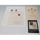 The First Postage Stamps - a collection of philatelic history, comprising two 1d Penny Black