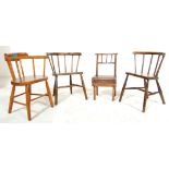 A set of four 20th Century vintage miniature teddy bear / doll chairs to include a pair of elm stick