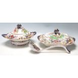 A 19th Century antique ironstone “ Chinese Flora “ three pieces dinner set /service comprising of