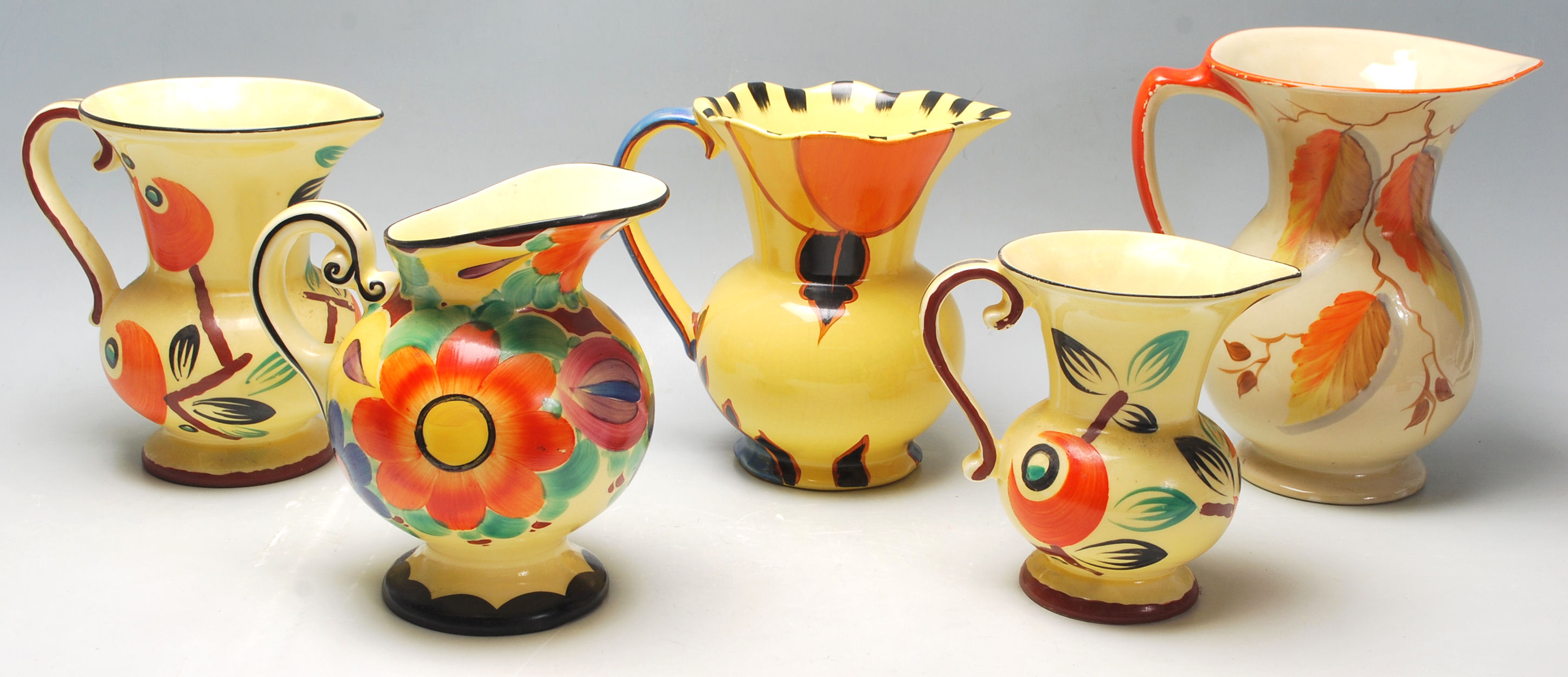 A group of five vintage 1930's Art Deco ceramic jugs to include three Czechoslovakian by Ditmar - Image 3 of 5