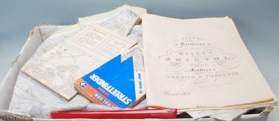 A collection of vintage 20th century paper maps, to include large atlas pages, some local interest