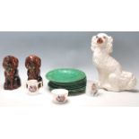 A quantity of antique 19th Century ceramics comprising of  a Staffordshire mantle dog together
