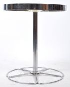 20TH CENTURY RETRO CHROME AND FAUX MARBLE PEDESTAL TABLE