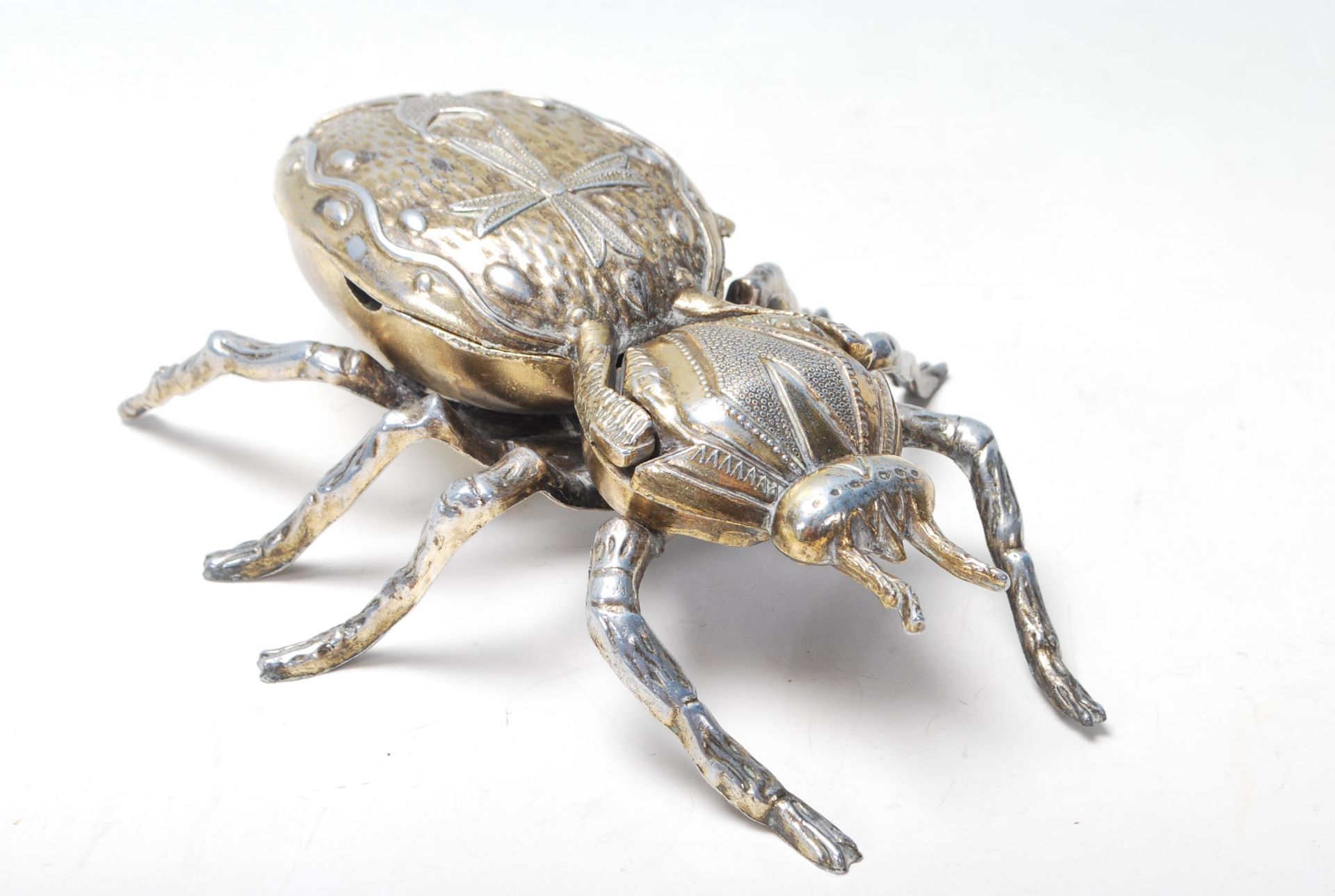 An retro vintage mid 20th century Tobacciana Italian brass and metal ashtray in the form of a beetle