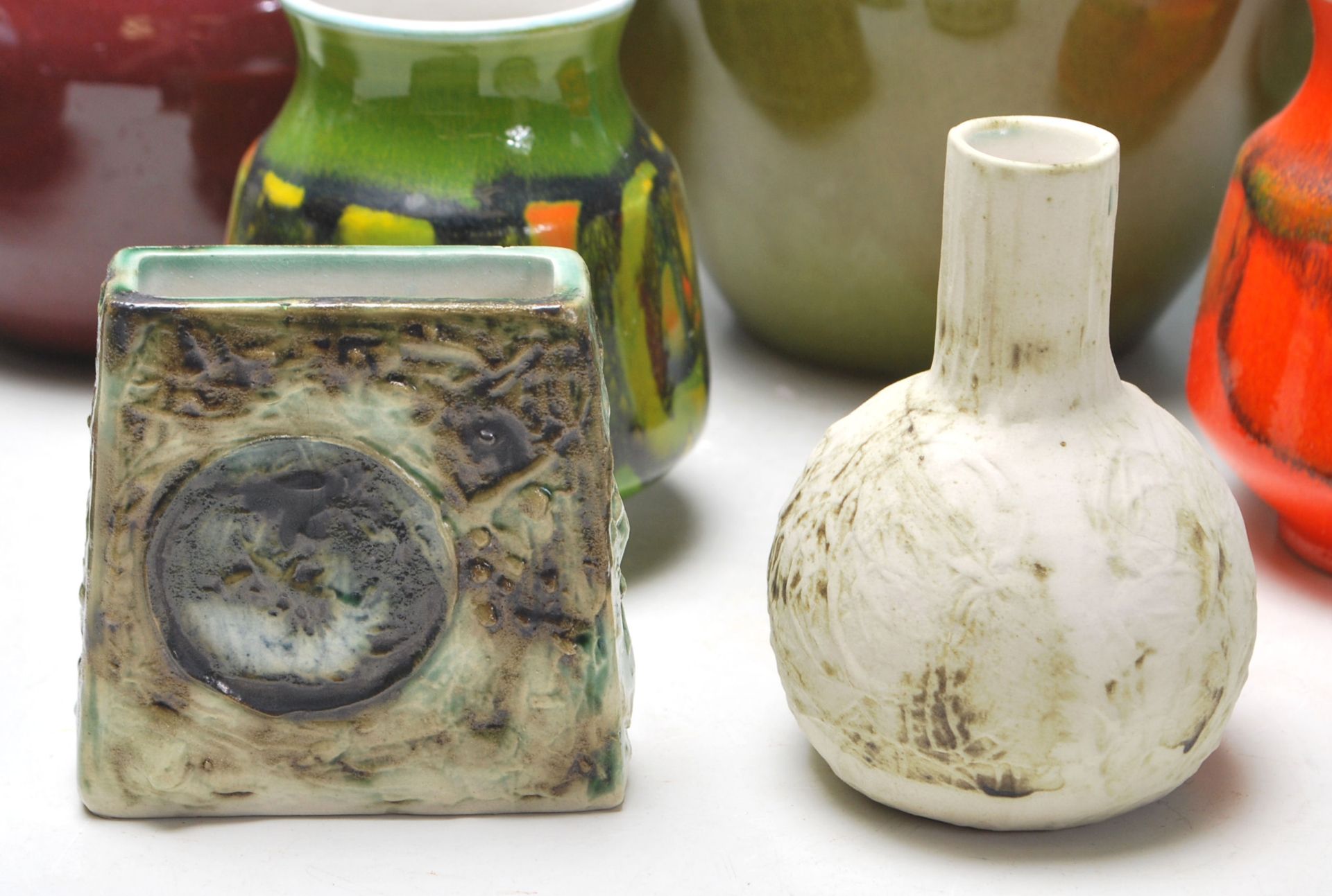A collection of retro 20th Century studio art Poole pottery to include ceramic green glazed vase - Image 4 of 8