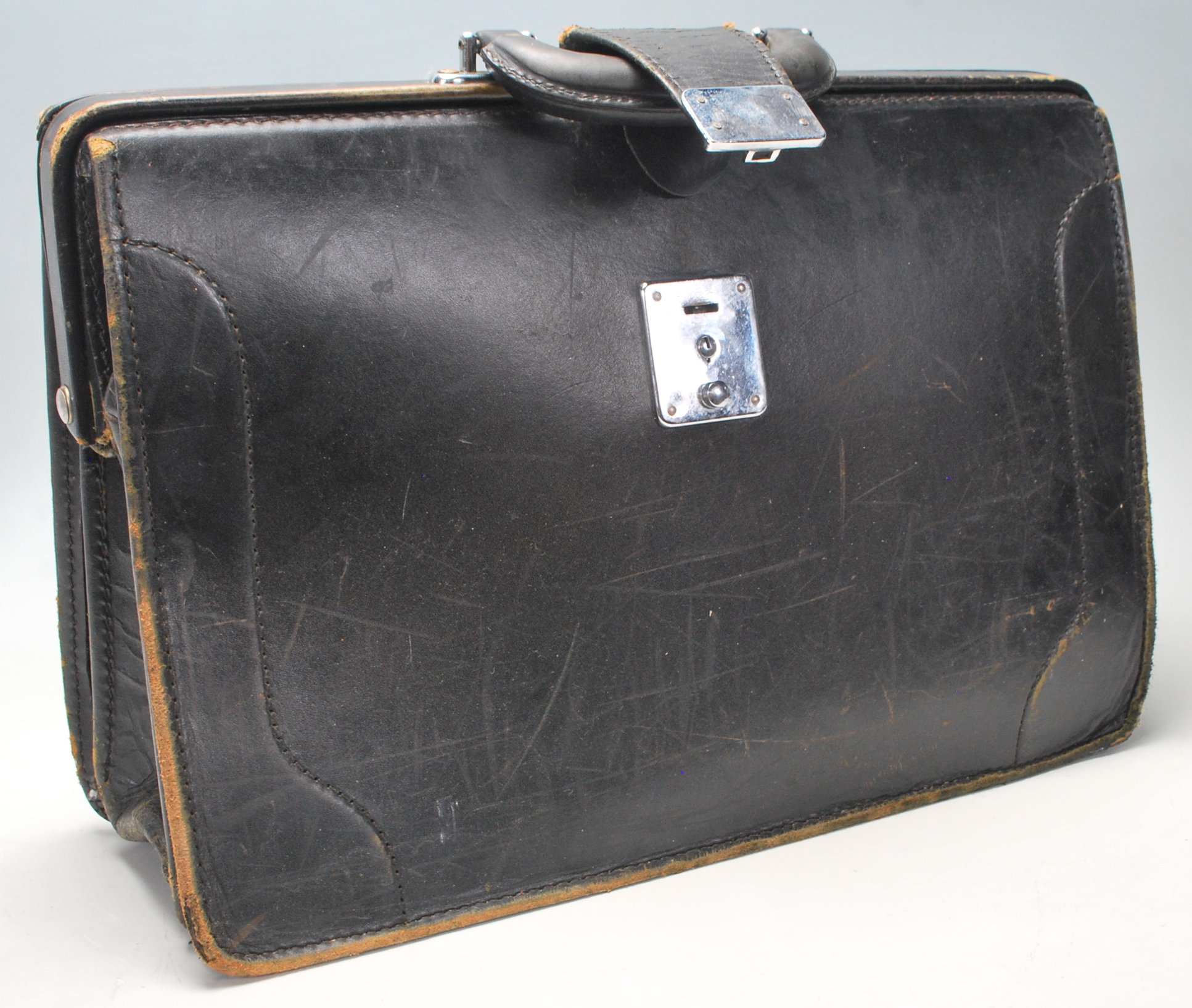 Two vintage 20th Century suitcases / briefcases  to include a brown crocodile skin effect example - Image 7 of 12