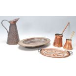 A collection of early 20th Century Art Nouveau copper and brass items to include a Joseph Sankey &