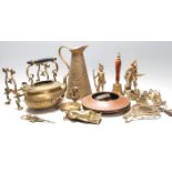 A collection of antique 19th and 20th century brass ware to include a Joseph Sankey & Sons alligator