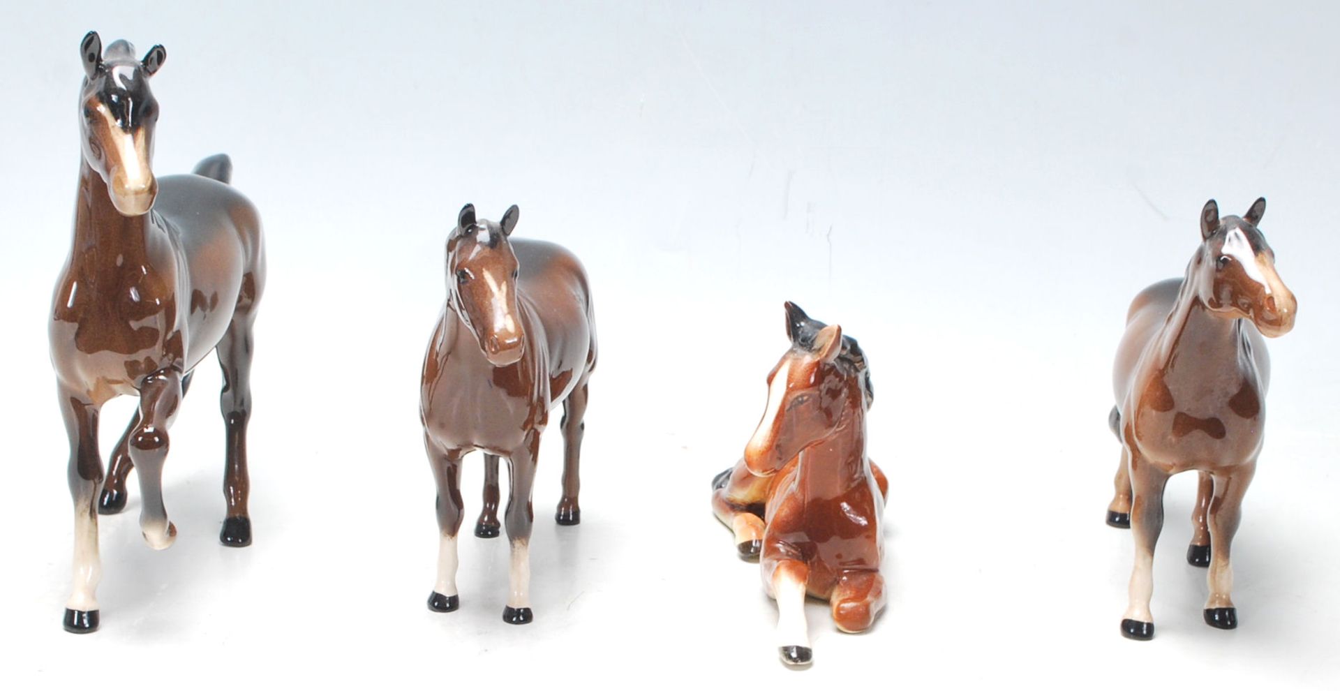 A collection of three vintage mid century Beswick horses finished in dark brown colour, white - Image 2 of 8