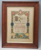 A WWI First World War 1914-1919 St John Auxiliary Hospital recognitions certificate for Private C.