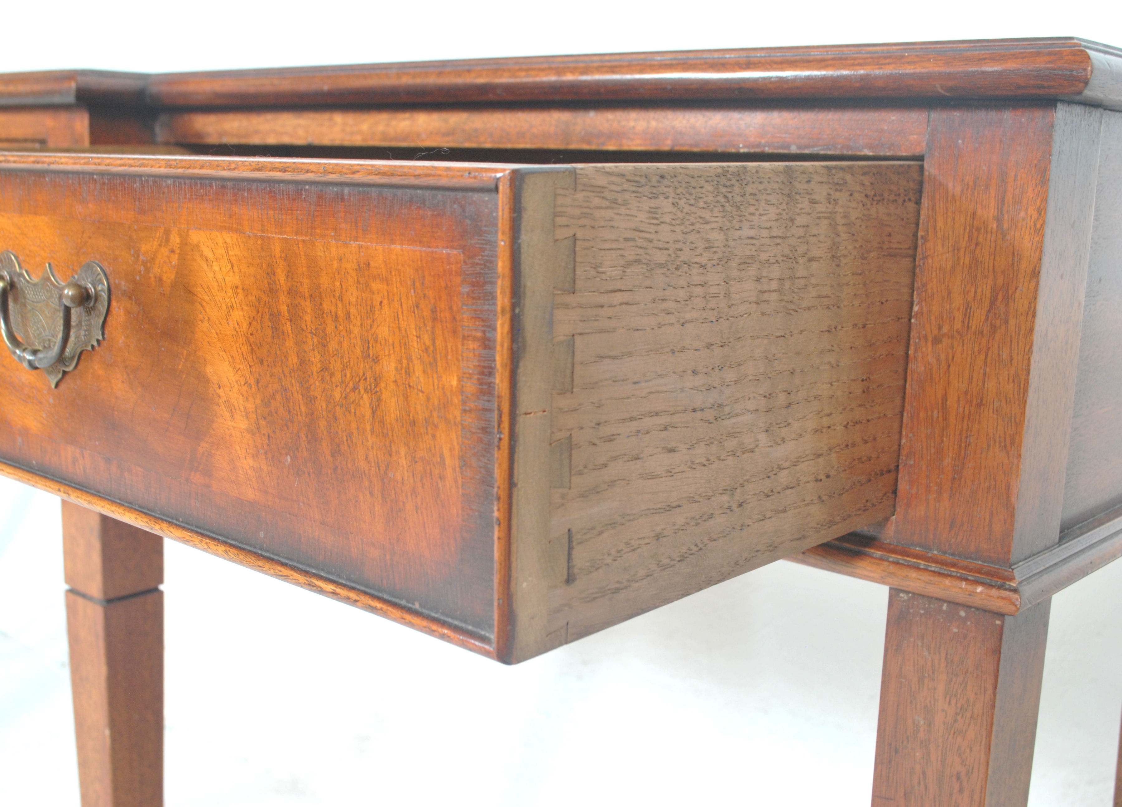 A good Regency revival mahogany breakfront console table.  The console being raised on square - Image 8 of 11