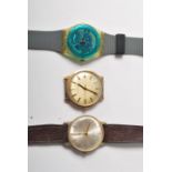 A collection of three vintage wristwatches to include a Swatch Quartz Swiss made wristwatch with