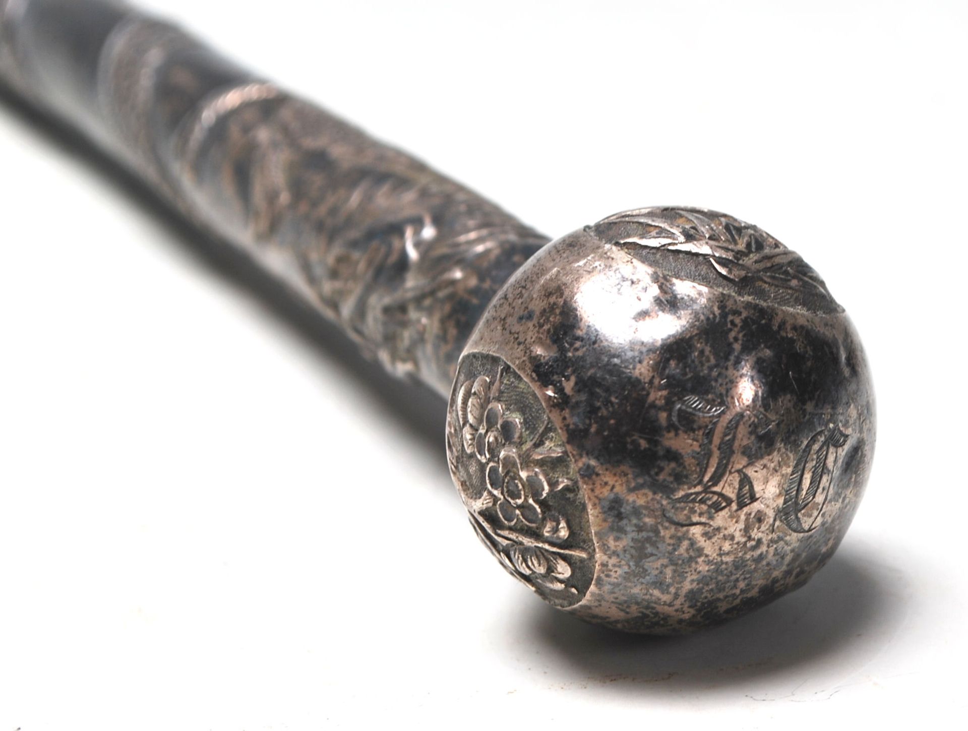 A late 19th / early 20th Century antique walking stick handle having raised Chinese dragon - Bild 5 aus 5
