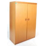 Nathan Furniture - A retro vintage 1960s teak wood twin door double wardrobe having round wooden
