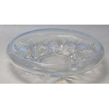 A mid 20th century retro vintage opalescent glass bowl with raised moulded floral decoration to