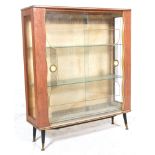 A retro vintage mid century china display vitrine display cabinet having  a flared top above
