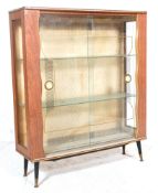 A retro vintage mid century china display vitrine display cabinet having  a flared top above