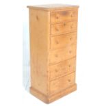 A 19th Century Victorian scrubbed oak pedestal chest of drawers having a bank of six drawers with