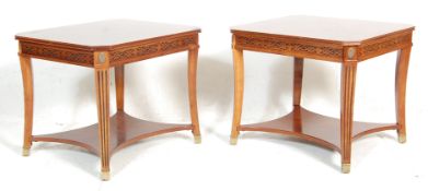 A good pair of Chinese Chippendale Regency revival side / lamp tables. Each table with quarter