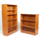 A pair of mid 20th century teak wood G-plan Danish influenced bookcases. Each bookcase having