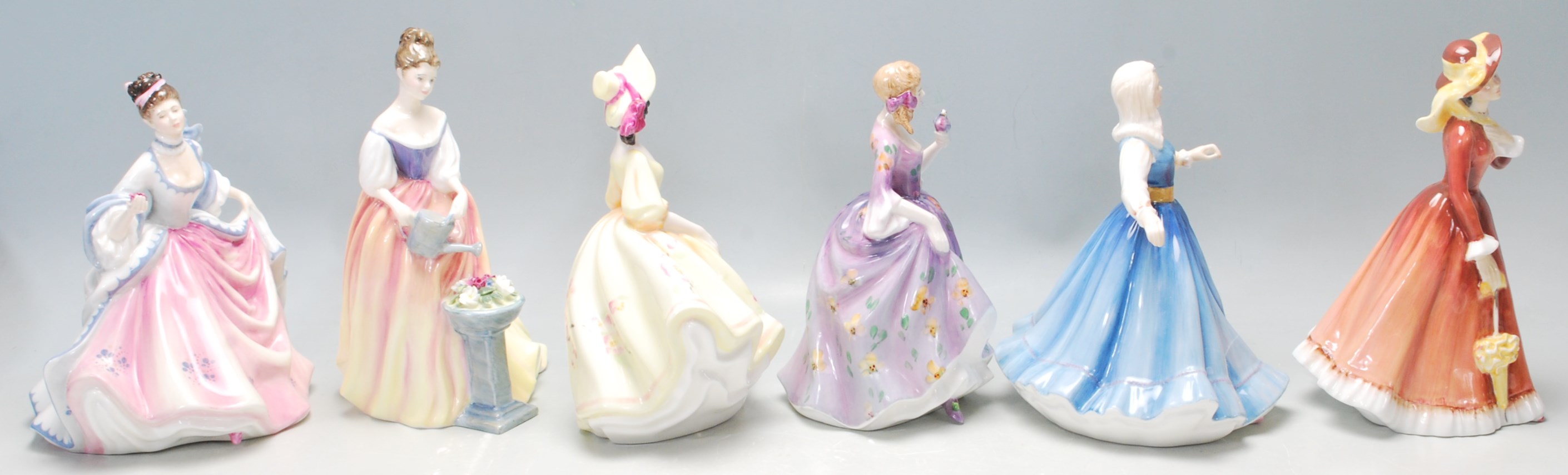 A group of six Royal Doulton porcelain figurines to include Rebecca HN2805, Julia HN2705, Sunday - Image 4 of 7