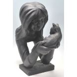 British Modern Art by Austin -  A retro vintage bronze effect composite bust / maquette sculpture of