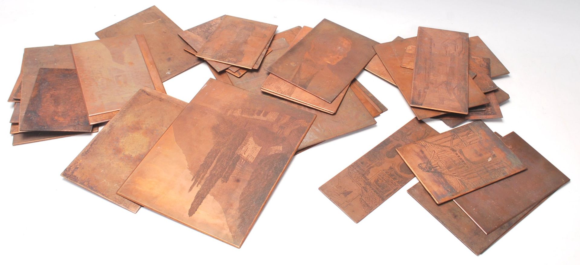 A good mixed group of 19th Century / Victorian copper printing plates to include multiple village