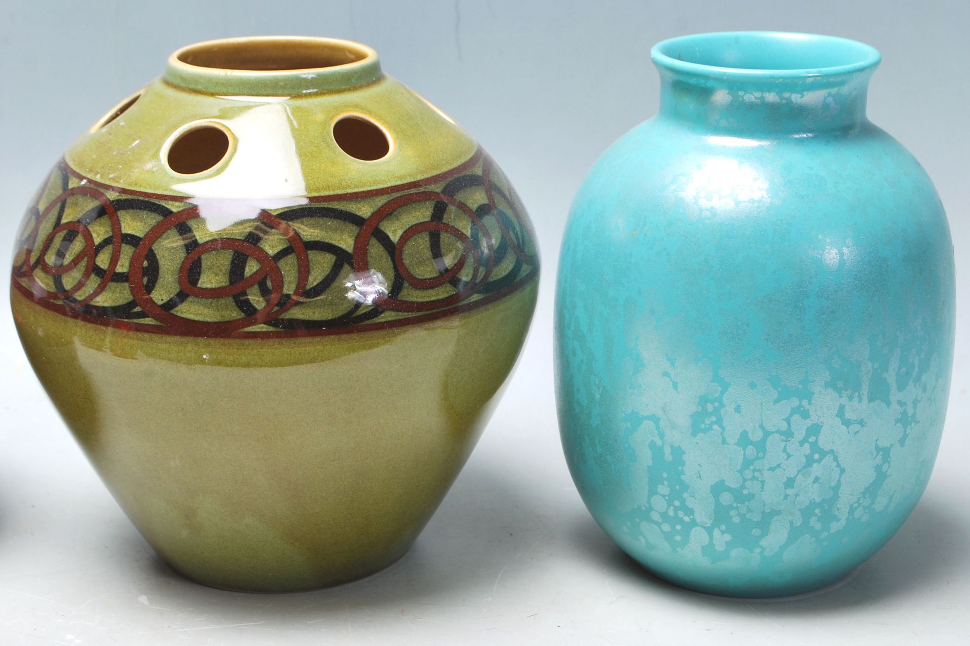 A collection of retro 20th Century studio art Poole pottery to include ceramic green glazed vase - Image 7 of 8