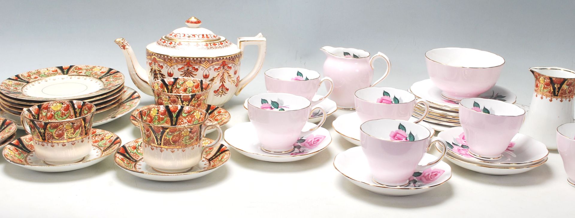 Two vintage retro English china tea sets to include a Park Place china Imari pattern tea set