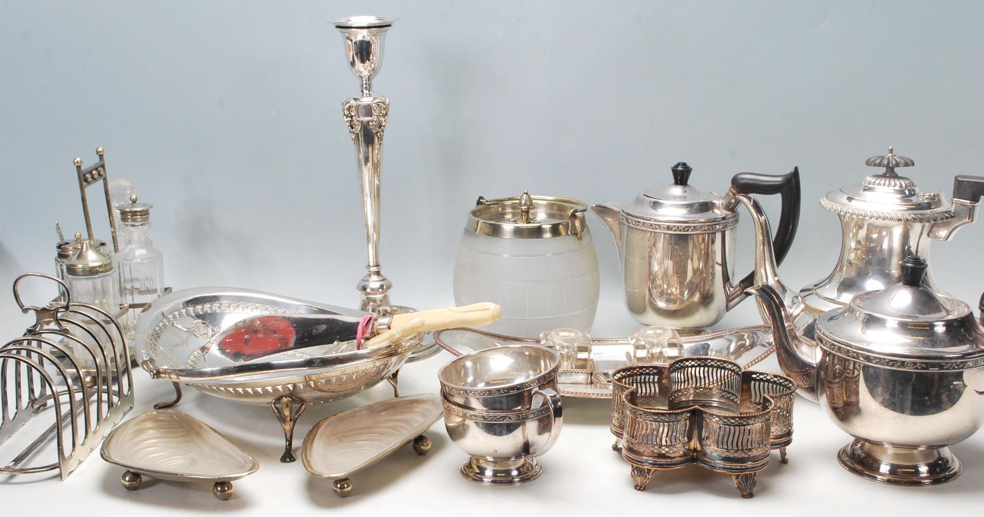 A good collection of 20th century antique silver plated items to include Sheffield plated inkstand