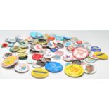A collection of vintage retro 1970's / 1980's advertising / charity badges to include various Hostel