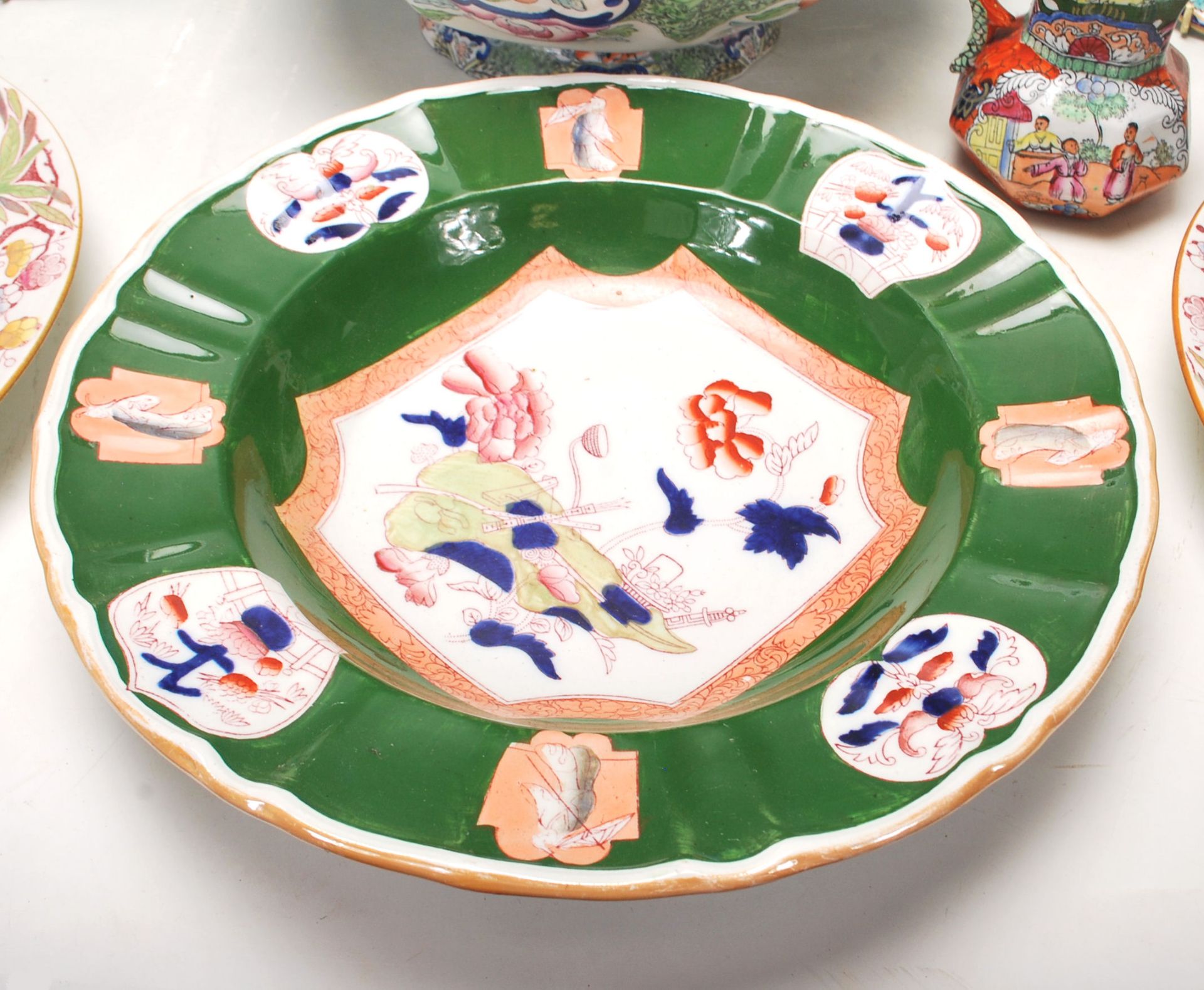 A quantity of 19th Century Mason’s Ironstone china comprising of dining plates with typically floral - Image 5 of 12