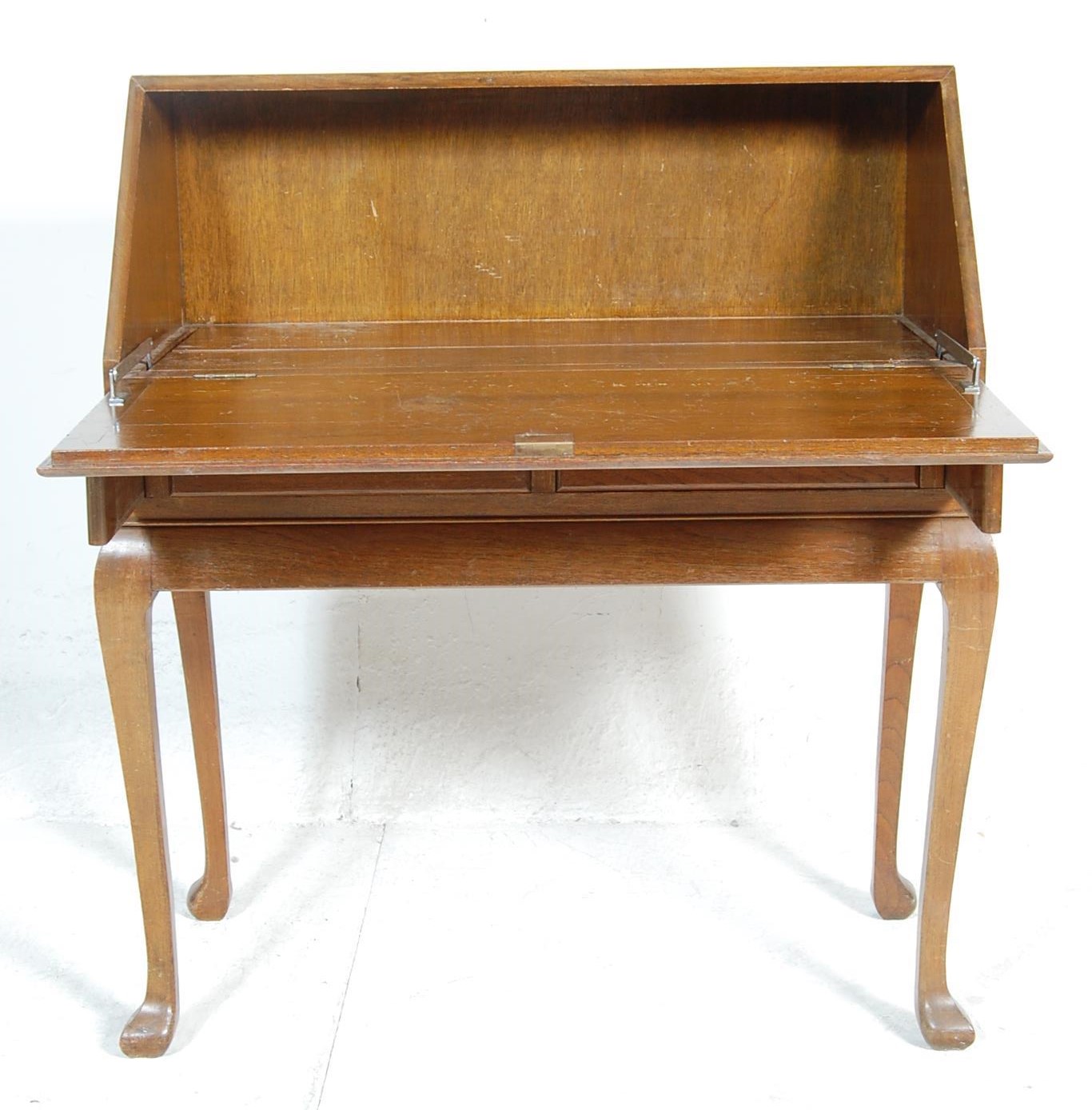 A 20th Century, circa 1950's vintage retro oriental hardwood writing desk bureau having a sloped - Image 5 of 11