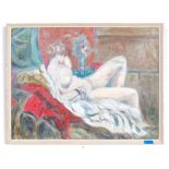 After William Etty ( 1787-1849) Entitled “ reclining nude “ an oil on canvas painting depicting