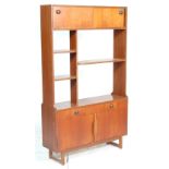 A vintage retro 20th Century teak wood room divider unit / wall unit having sliding cupboard doors