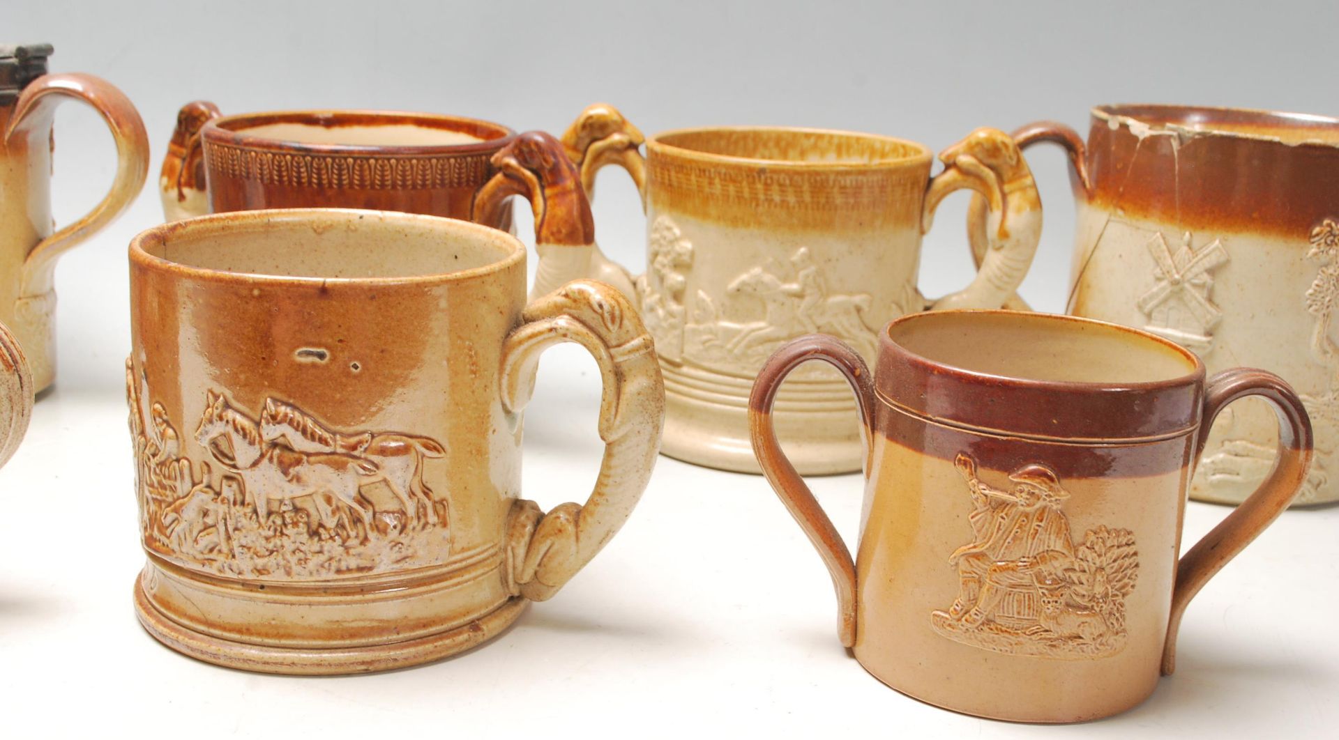 A large quantity of 19th century Royal Doulton Lambeth stoneware to include cups, jugs and loving - Bild 3 aus 6