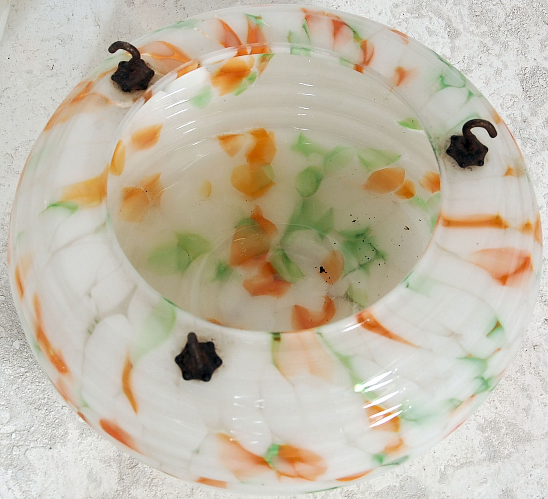 A collection of 3 vintage 1930s art deco coloured and frosted glass tutti frutti mottled glass - Bild 3 aus 6