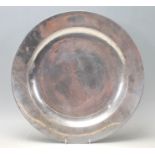 A large antique 18th century circa 1795 pewter charger / plate by W. T. Wiltshire of Bristol City
