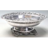 A 20th century Edwardian large silver plated fruit bowl / central piece of oval form with reposed