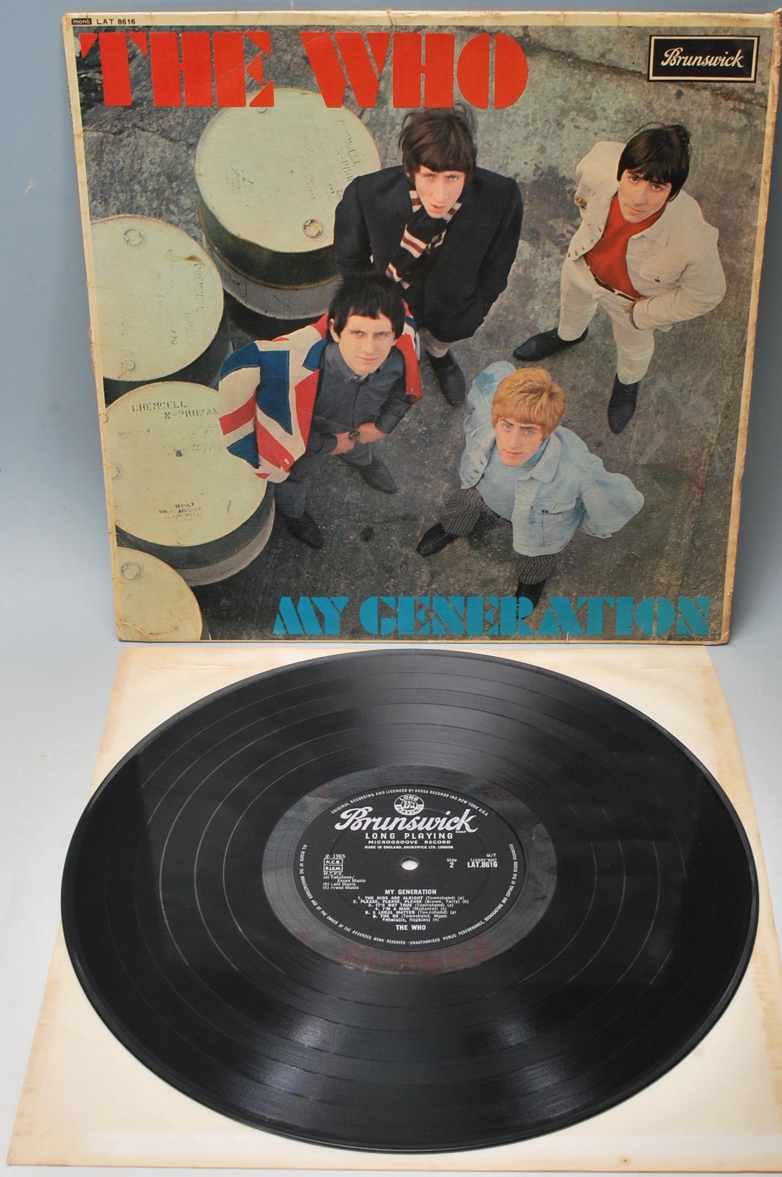 A vinyl long play LP record album by The Who – My Generation – Original Brunswick 1st U.K. Press –